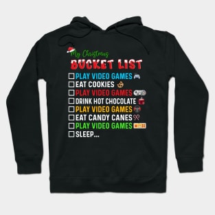 Christmas Bucket List Santa Hat Funny Video Gamer Hoodie